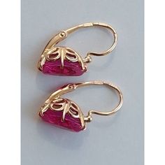 Elegant Pink Diamond Cut Earrings, Elegant Rose Gold Earrings In 14k Gold, 14k Rose Gold Earrings With Elegant Design, Exquisite Pink 14k Gold Jewelry, Exquisite 14k Gold Pink Jewelry, Rose Gold Ruby Earrings For Gifts, Elegant Pink Gold Ruby Jewelry, Oval Rose Gold Hallmarked Earrings, Elegant Ruby Jewelry In Pink Gold