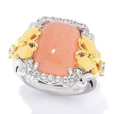 When you want to add a bit of sparkle and color to your look  slide this sweet ring on your finger! The stunning centerpiece features a gem of your choice that's surrounded by sparkling white zircon  while a lovely vermeil butterfly perches on each east-west side of the stone. This versatile ring will look equally great with jeans and a tee as it will with your favorite dress  and that will make it one of your favorite accessories! Elegant Butterfly Ring With Diamond Accents For Gift, Elegant Butterfly Ring With Diamond Accents As Gift, Formal Butterfly-shaped Cubic Zirconia Rings, Elegant Butterfly-shaped Rings With Diamond Accents, Elegant Butterfly Ring With Diamond Accents, Dazzling Diamond Ring With Gemstone Accents For Gift, Dazzling Diamond Ring With Gemstone Accents As A Gift, Elegant Butterfly Diamond Ring For Gift, Fine Jewelry Cubic Zirconia Butterfly Ring For Anniversary