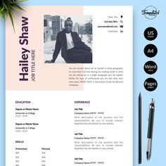 a professional resume template is shown on a blue background