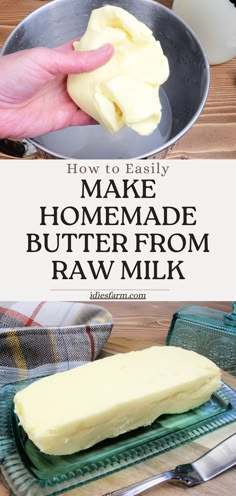 How To Make Easy Homemade Butter From Raw Milk Goat Milk Butter How To Make, Raw Dairy Recipes, Raw Butter Recipe, Simple Living Recipes, Homemade Butter With Milk, Making Butter From Milk, How To Milk A Cow, How To Make Butter From Milk, Fresh Milk Recipes