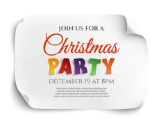 a christmas party poster with the words, join us for a christmas party on it