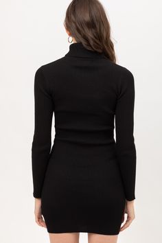 The perfect LBD! This long sleeve, turtle neck, ribbed little mini is sure to turn heads. From date night to all the Holiday festivities, this dress will carry you through in style and comfort with it's oh just right amount of stretch. 70% Viscose/ 30% Polyester Hand Wash/ Hang Dry Fitted with stretch and true to size Black Turtleneck Dress Booties, Velour Turtleneck Dress, Turtle Neck Tight Long Sleeve Dress, Sweater Dress With Boots Bodycon, Black Sweater Dress 2022, Black High Neck Sweater. Dress, French Study, Black Turtleneck Sweater Dress, Black Bodycon Dress Long Sleeve