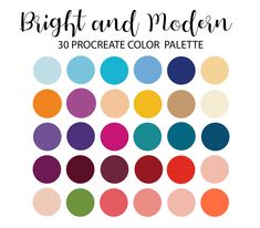 bright and modern 30 procreate color palette