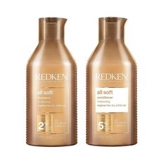 New Redken's All Soft Conditioner Detangles, Conditions And Softens Dry, Brittle Hair. Creates Soft, Silky Hair. Detangles & Moisturizes Hair. Leaves Hair Silky Soft With Increased Manageability, Suppleness & Shine. While The All Soft Shampoo Treats Hair From The Root, To The Core, To The Tip. With Its New Smart, Multi-Targeted Delivery System, Soy Protein. Perfect To Detangle And Soften The Hair. For Normal To Medium Hair Type. Redken Soft Shampoo And Conditioner, All Soft Redken, Redken Shampoo, Soft Silky Hair, Redken All Soft, Curl Shampoo, Dry Brittle Hair, Redken Hair Products, Hair Silky