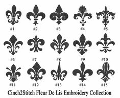 the silhouettes of fleur de l's embroidery collection are shown in black and white