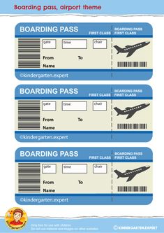 two boarding cards with an airplane in the middle and another plane on the other side