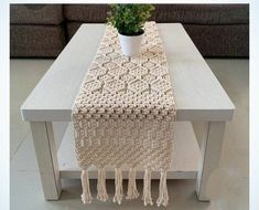 A beautiful macrame table runner completely hand made with love. Runner Macrame, Coffee Table Runner, Macrame Runner, Bohemian Table, Macrame Table, Boho Table Runner, Makramee Diy, Macrame Table Runner, Handmade Table Runner