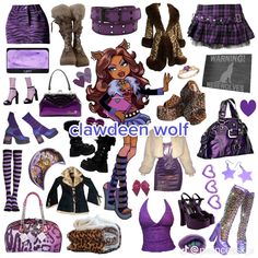 a collage of clothes and accessories including shoes, bags, purses and handbags