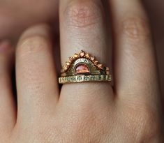 Sunset Ring, Bohemian Style Rings, Boho Engagement Ring, Sunstone Ring, Gold Sunset, Diamond Ring Settings, Sapphire Diamond Ring, Ring Style, Matching Band