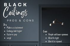 the black ceilings pros and cons are on display in this dark, empty room