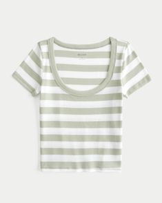 Cute and super soft, this top features a scoop neckline and ribbed fabric. Short sleeves. Slim Fit.This item is available in extended lengths:Short - 17"Regular - 19"Long - 21" Hollister Clothes, Scoop Top, Outfit Inspo Casual, Soft Baby, Really Cute Outfits, Cute Simple Outfits, Ribbed Fabric