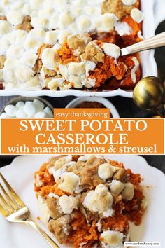 sweet potato casserole with marshmallows and streuse