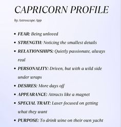 an image of the words capricorn profile on a piece of paper