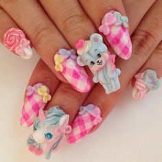 Extravagant Nails, Unicorn Teddy, Kiki And Lala, Book Nails, Deco Nails, Kawaii Nail Art, Sassy Nails, Hannah Lynn, Happy Nails