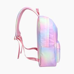 A Rainbow Clouds Backpack that looks just like cotton candy! It has an internal zipper pocket, a safe pocket for a laptop, a central bag opening for large items, small item pockets, a side pocket, and a front zipper pocket. This magical bag is efficient and cute. Ideal for school or work providing quality for daily use. Get this gradient and colorful backpack this year! Size:- Length: 11.4" (29 cm)- Width: 5.1" (13 cm)- Height: 16.5" (42 cm) Material: nylon & polyester Trendy Nylon Backpack For Study, Pink Nylon Backpack With Pockets, Pink Nylon Backpack With Zipper Closure, Trendy Backpack With Zipper Closure For Study, Pink Backpack With Pockets, Trendy Pink Nylon Backpack, End Of School Year Nylon Backpack With Zipper Closure, Pink Nylon Backpack For Students, Trendy Backpack With Zipper For Study