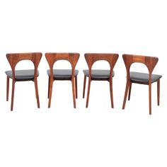 set of four danish teak and leather dining chairs by arne moller, 1960s