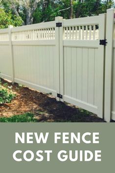 a white fence with the words new fence cost guide