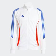 adidas Tiro 24 Training Jacket - White | Men's Soccer | adidas US White Adidas Logo Functional Track Jacket, White Adidas Functional Track Jacket, White Functional Adidas Track Jacket, White Adidas Athleisure Outerwear, Adidas Track Jacket For Training, Adidas Sportswear Track Jacket For Training, Adidas Sporty Track Jacket For Training, Adidas Training Track Jacket, White Adidas Logo Functional Outerwear