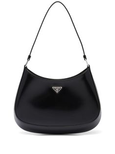 black leather logo plaque single shoulder strap concealed magnetic fastening main compartment Prada Cleo, Prada Shoulder Bag, Miuccia Prada, Prada Leather, Outfits Casual, Lady Dior, Prada Bag, Kate Spade Crossbody, Luxury Handbags