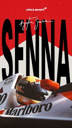 an advertisement for a racing car with the words senna on it