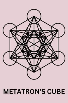 the metatron's cube logo is shown in black on a light pink background