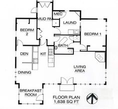 the floor plan for a two bedroom, one bathroom apartment with an attached laundry room