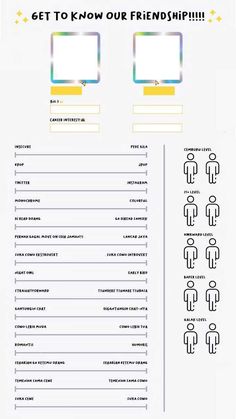 an info sheet with the words get to know our friendship