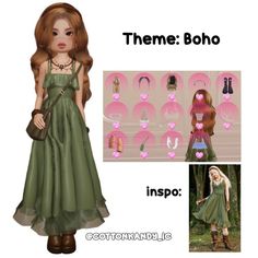 the doll is wearing a green dress and carrying a handbag in her left hand