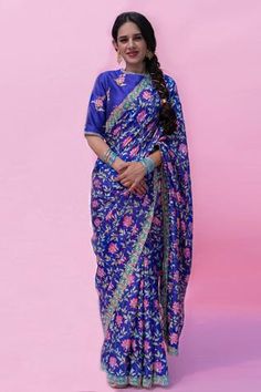 Shop for Pita Nila Purple Raw Silk Printed Saree With Blouse for Women Online at Aza Fashions Purple Self-design Dola Silk Pre-draped Saree, Purple Silk Pre-draped Saree With Handloom Details, Purple Semi-stitched Saree, Semi-stitched Purple Saree, Purple Semi-stitched Cotton Silk Pre-draped Saree, Crepe Silk Sarees, Purple Saree, Purple Hands, Silk Organza