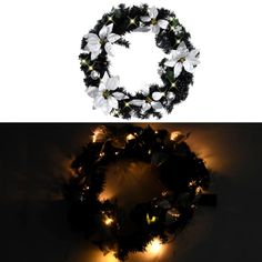 Create the perfect holiday ambiance with our lovely Christmas wreath! It looks spectacular wherever you hang it. This beautiful wreath, made of PVC material, is suitable for both indoor and outdoor use. The decorative baubles and LED lights decoration make the wreath a real eye-catcher. When not in use, it can be easily stored for the next holiday's use, which makes the wreath an economical choice. Note: The product has a USB connector, but the certified 5V USB power source is not included. Colo Led Lights Decoration, Halloween Cleaning, Lights Decoration, Lights Black, Silver Decor, Coron, Next Holiday, Beautiful Wreath, Pvc Material