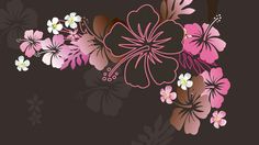 an abstract floral background with pink and white flowers on dark brown, black and beige colors