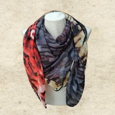 This square scarf is a perfect accessory for many occasions. It's lightweight and has silk feeling texture. Length - approx.57 inches Width - approx. 57 inches Care instruction: Hand wash gently in cool or lukewarm water and lay flat to dry. Check out this scarf in other color here: NOTE Actual color may slightly different depending on your monitor. Please contact us if you have any questions for the color. Multicolor One Size Fits All Dupatta, One Size Multicolor Dupatta, Multicolor Shawl-style Headscarf, Red Shawl Scarf One Size, Red One Size Shawl Scarf, Multicolor Silk Scarf For Winter, Trendy Red Scarf, One Size Shawl Scarf As Gift, One Size Shawl Scarves As Gift