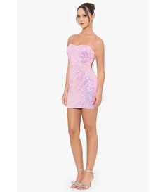 Blondie Nites Sleeveless Spaghetti Strap Iridescent Sequin Open Back Dress | Dillard's Iridescent Sequin, Open Back Dress, Open Back Dresses, Back Dress, Dillard's, Dress Backs, Open Back, Spaghetti Strap, Sequin