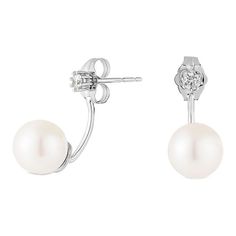 The harmonious combination of lustrous pearls and sparkling diamonds make these 14k white gold earrings a timeless and versatile addition to your jewelry collection. Click on this JEWELRY & WATCHES GUIDE to learn about fit, styles, materials and more! The harmonious combination of lustrous pearls and sparkling diamonds make these 14k white gold earrings a timeless and versatile addition to your jewelry collection. Click on this JEWELRY & WATCHES GUIDE to learn about fit, styles, materials and mo Timeless White Gold Pearl Earrings With Brilliant Cut, Timeless Brilliant Cut White Gold Pearl Earrings, Silver Akoya Pearl Diamond Earrings For Formal Occasions, White Gold Round Cut Pearl Drop Earrings, Formal Silver Diamond Earrings With Akoya Pearl, White Gold Akoya Pearl Diamond Earrings For Formal Events, White Gold Sterling Silver Fine Pearl Earrings, Fine Jewelry White Gold Pearl Earrings In Sterling Silver, Fine Jewelry White Gold Pearl Earrings With Diamond Accents