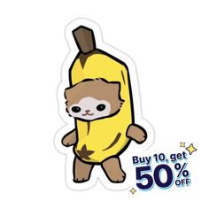 a sticker with a cartoon character on it's face and the words buy 10 get 50 % off