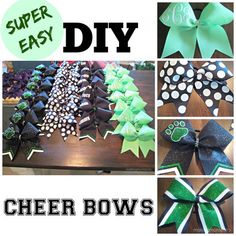 several pictures of different bows made to look like they are being used for crafts and decorations