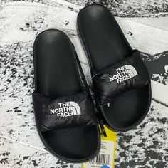 (New+Tag) The North Face Puffer Slides /Sandals Women Size 7 Size 7 Women Puffer Slides Sandals Indoor Friendly / Outdoor Ready Embroidery Logo Top /Side The North Face Puffer, North Face Shoes, Slides Sandals, Black North Face, Embroidery Logo, Women's Shoes Sandals, The North Face, Shoes Sandals, Womens Sandals