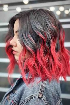 The Grey Ombre Hair Trend of 2024: 15 Hottest Examples Grey And Red Hair Color Combos, Ombre Fashion Color Hair, Gray Hair Purple Highlights, Red Gray Hair, Grey Hair With Red Highlights, Undercut Color Ideas, Red And Grey Hair, Grey And Red Hair, Pink And Grey Hair