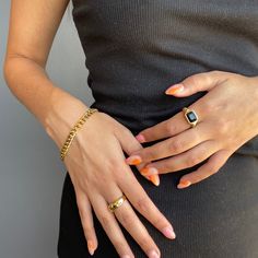 Black Stone Ring - Make a statement with this gorgeous black onyx twist ring. Perfect for any special occasion, this chunky statement piece features an intricate twist design featuring black obsidian stonework and a gold filled nontarnish finish. The perfect addition to your ever-growing collection of gothic jewelry. Details: Materials: Stainless Steel and 18k Gold Measurements: Face height 9.8mm Allergy Information: Hypoallergenic - Will not turn skin green - Style: Minimalist - Ships the next Everyday Black Signet Ring With Polished Finish, Black Fine Jewelry Signet Ring For Promise, Trendy Gemstone Ring Jewelry, Trendy Gemstone Ring, Elegant Black Gemstone Signet Ring, Minimalist Black Enamel Open Ring, Elegant Onyx Rings For Everyday Wear, Black Minimalist Signet Ring For Everyday, Modern Onyx Open Ring Jewelry