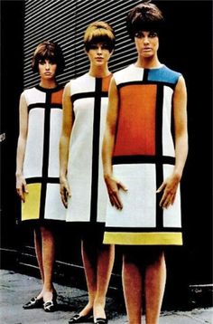 Women In Dresses, 1965 Fashion, Mondrian Dress, Three Women, Swinging Sixties, 60s Style, Sixties Fashion