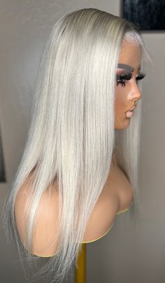 Transform your look with our 13x6 HD Invisible Lace Wig! Made with 100% human hair, this 14-16 inch long wig comes in a stunning pearl blonde color that can be cut and styled to your liking. The adjustable straps and elastic band inside the wig cap ensure a perfect fit for an average head size. Elevate your style with ease and confidence. Platinum Blonde Lace Front Wig, Platinum Blonde Wig, Bartender Outfit, Pearl Blonde, Hairstyle Tips, White Blonde Hair, Hairstyle Idea, Invisible Lace, White Blonde