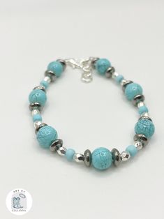 Turquoise Round Bead Bracelet, Western Jewelry, Jewelry Gift Idea - Etsy Hypoallergenic Turquoise Round Beads Bracelets, Turquoise Metal Beaded Bracelets For Jewelry Making, Adjustable Turquoise Crystal Bracelet With Silver Beads, Elegant Turquoise Bracelets With Silver Beads, Blue Beaded Hematite Jewelry, Elegant Turquoise Beaded Metal Bracelets, Turquoise Beaded Bracelets With Czech Glass Gemstones, Turquoise Czech Glass Bracelets With Round Beads, Turquoise Czech Glass Beaded Bracelets With Gemstone Beads