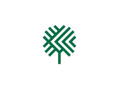 a green tree with four arrows in the shape of two intersecting lines, on a white background