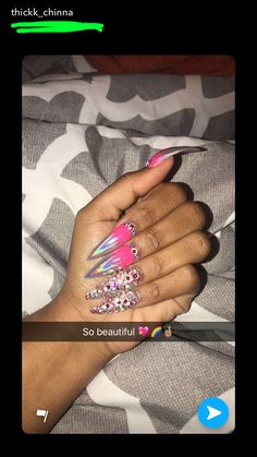 Jewel Nails, Bedazzled Nails, Bad Nails, Stiletto Nail Art, Sassy Nails, Nail Jewels, Exotic Nails, I Love Nails