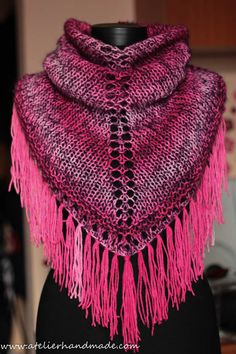 Wool Shawl - Knit Wrap - Women Knit Shrug One Size Pink Shawl For Winter, Pink One Size Shawl For Winter, Pink One-size Winter Shawl, Pink Knitted Scarves For Winter, Pink Hand Knitted Scarves One Size, Pink Knitted Winter Scarves, Handmade Pink Yarn Knitting Pattern, Handmade Pink Knitting Pattern One Size, Handmade Pink Knitting Pattern