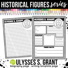 abraham lincoln's historical figures worksheet with colored pencils in the background