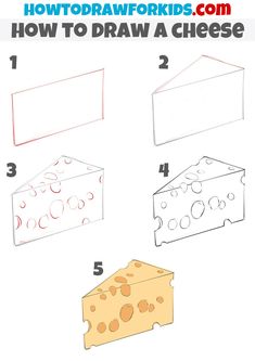 how to draw a cheese box step by step instructions for kids and beginners with pictures