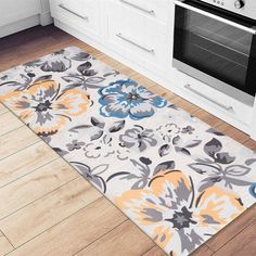 Lark Manor Carmela Anti-Fatigue Non-Skid Kitchen Mat & Reviews | Wayfair Standing Mat, Anti Fatigue Mat, Rug Gallery, Long Periods, Flooring Options, Traditional Kitchen, Modern Floral, Kitchen Mat, Pvc Material