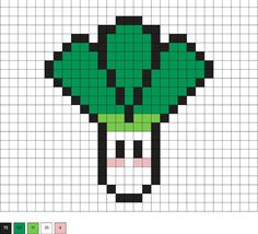 a cross stitch pattern with an image of a green plant on it's face