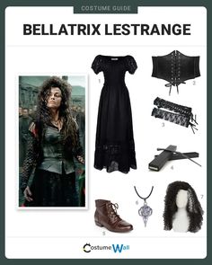 the costume guide for bellatrix estrange from game of thrones is shown